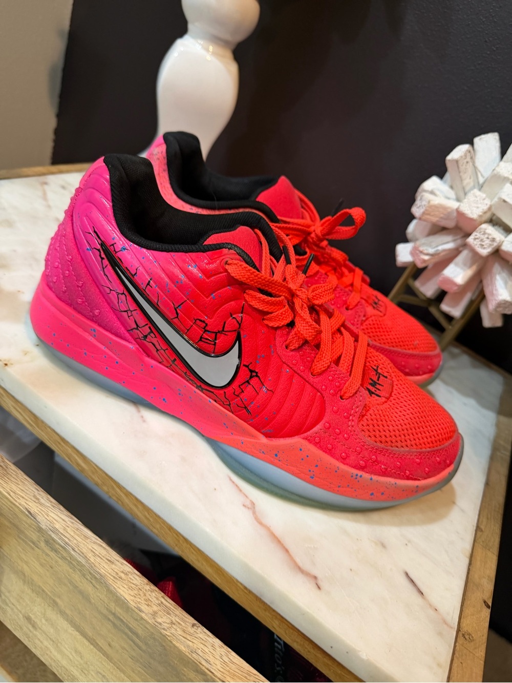 Nike Kids Neon Pink and Red Lace-Up Sneakers